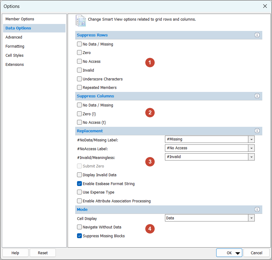 Data Options